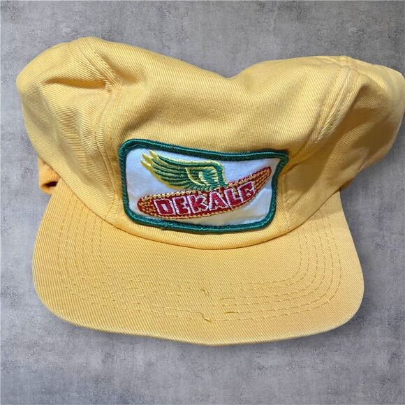 Other - K Brand Vintage 80s Dekalb Farm Seed Yellow Green Fitted Cap Mens Size 7 1/4